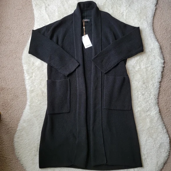 (sold) NWT Quince 100% Australian Merino Wool Duster Cardigan, Black, M 🐨 - Picture 3 of 14